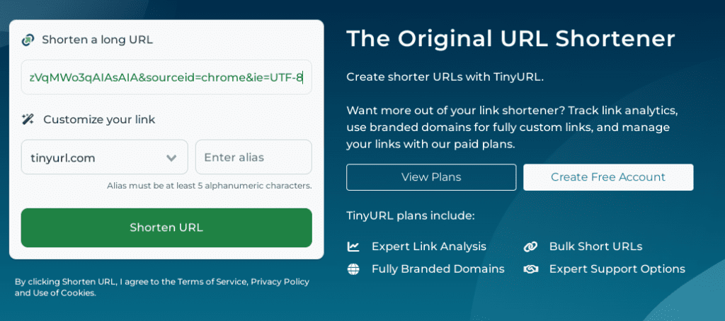 how to shorten a link in tiny url 1