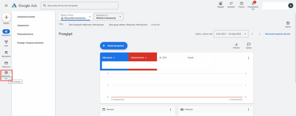 Jak nadać dostępy do konta reklamowego Google Ads 1
