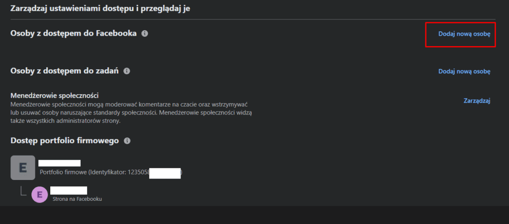 Jak dodać dostępy do fanpage na Facebooku 5